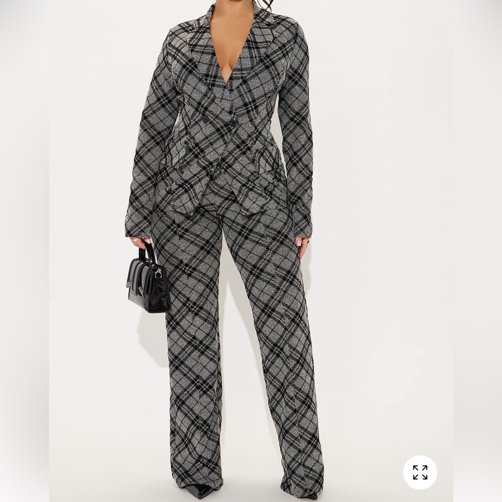 Plaid Women's Pantsuit in Gray set